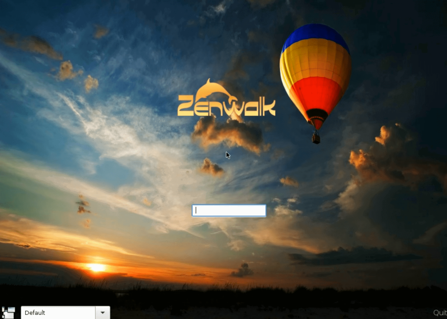 Login Screen for Zenwalk Linux, which is based on Slackware Linux