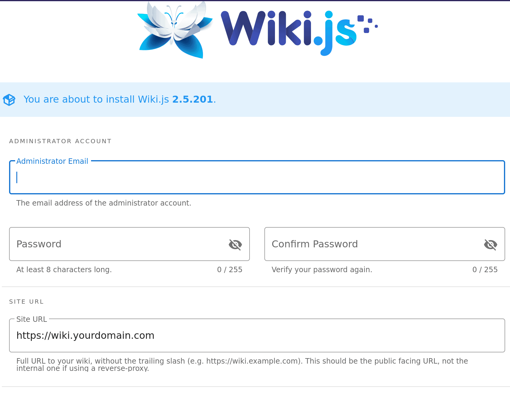 Wiki.js installer for Yunohost open source server panel. Screenshot by Amar Vyas for blog post on Yunohost