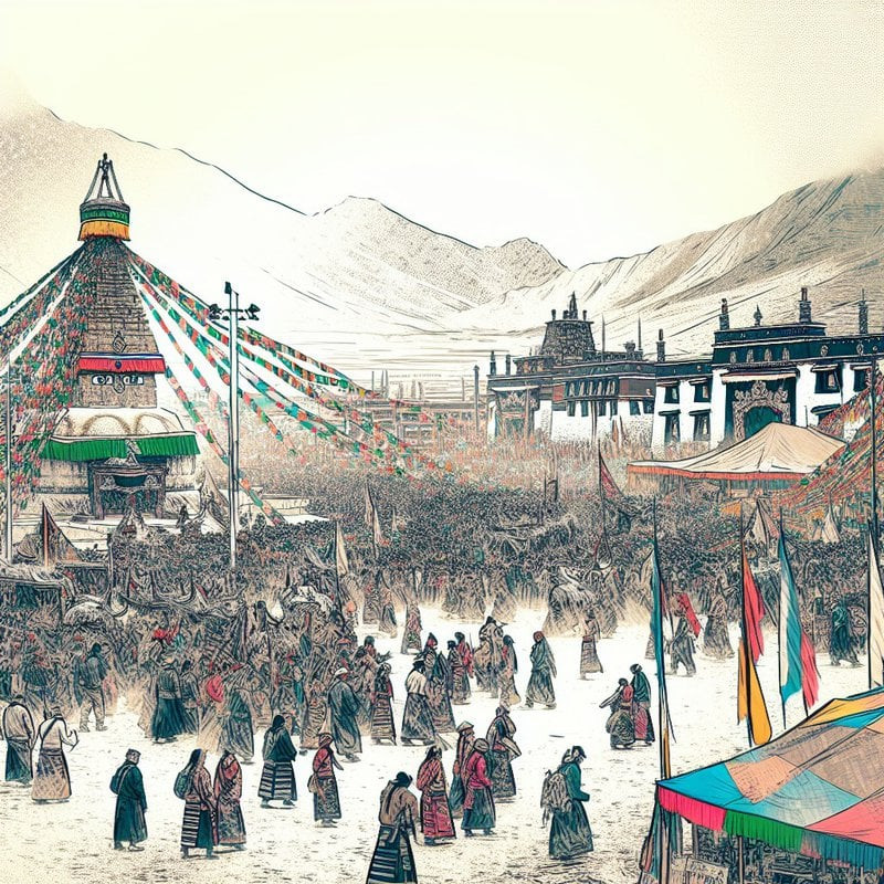 Celebrating the Losar festival. Image generated using AI tools. Blog by gaathastory