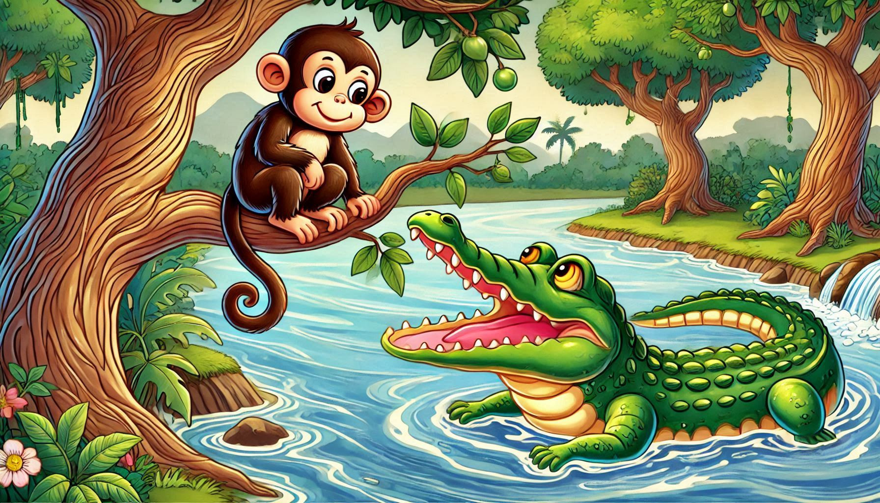 image showing a monkey and a crocodile for podcast story by baalgatha