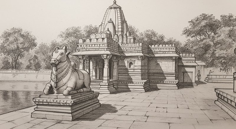 Nandi near a Shiv temple. Legend of Nandi. blog on gaathastory