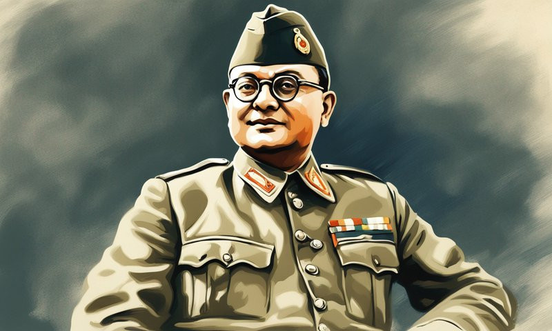 Portrait of Netaji Subhash Chandra Bose., genertaed using AI tools for blog by gaathastory